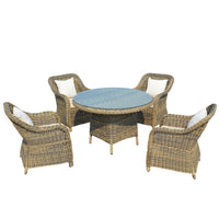 Outdoor Rattan Dining Table and Chairs Set for Patio Garden Balcony