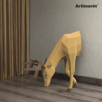 3D Deer Bust Wall Mount Papercraft Kit for Adults