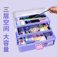 3-Layer Portable Storage Box with Handle for Art Supplies, Tools, Medicine, or Fishing Gear
