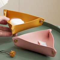 Nordic Style PU Leather Triangular Storage Tray for Keys, Jewelry, and Desktop Organization