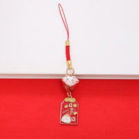 Japanese Style Ceramic Lucky Cat Keychain Charm for Bags and Phones