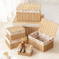 Minimalist Paper Rope Woven Storage Basket with Lid or Lidless Options for Home Decor and Organization