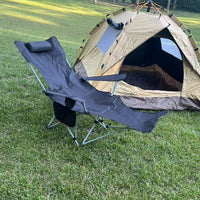 Outdoor Folding Lounge Chair with Leg Rest, Portable Recliner for Office, Camping, Beach, 4-Position Adjustable Armchair