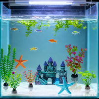 13-Piece Aquarium Decoration Set with Artificial Plants, Castle, and Coral Hiding Spots
