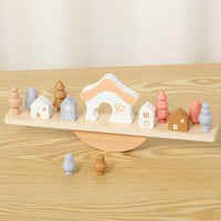 Rainbow Stacking Balancing Blocks for Kids, Wooden Educational Toy