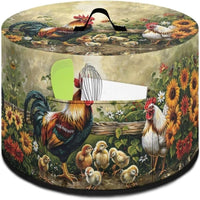 Rooster Floral Slow Cooker Dust Cover, Oil-Proof Scratch-Resistant Kitchen Appliance Protector