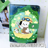 A5 Cartoon Star Black Ear Dog Loose-Leaf Binder with Magnetic Closure and Refill Pages