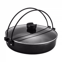 Japanese Sukiyaki Hot Pot, Non-Stick Aluminum Alloy Stew Pot with Handle, Induction Cooktop and Open Flame Compatible
