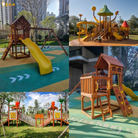 Outdoor Wooden Playground Set with Slide and Climbing Frame for Kids