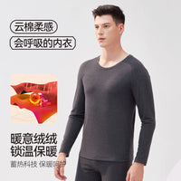 Men's Thermal Underwear Set Thin Autumn/Winter Fleece Lined Base Layer Pajamas