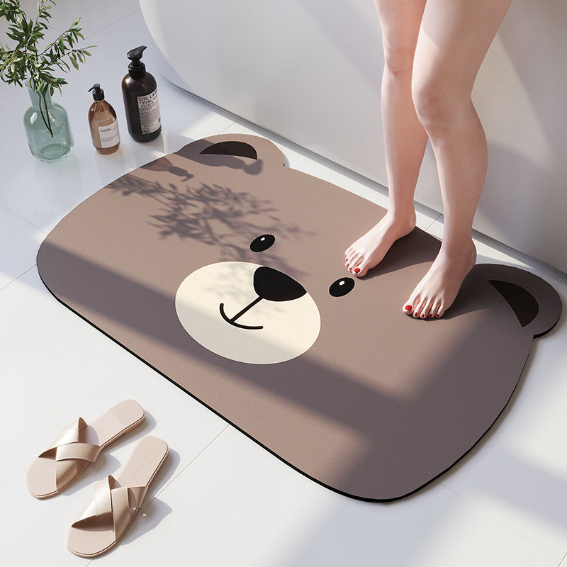 Diatomaceous Earth Bath Mat, Non-Slip Quick Dry Super Absorbent Animal Floor Mat for Bathroom and Toilet