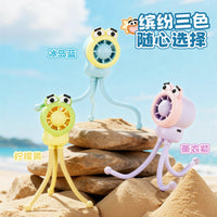Cartoon Octopus Mini USB Desk Fan, Rechargeable, Quiet, Foldable, Decorative Desktop Fan