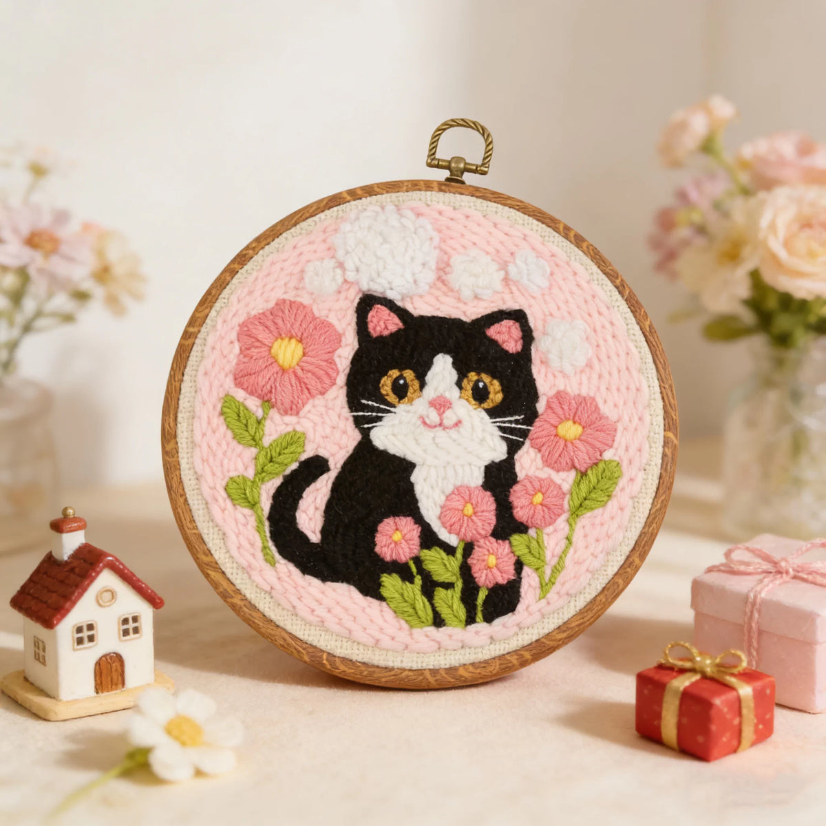 Punch Needle Embroidery Kit with Milk Cotton Yarn for DIY Wall Art Decor
