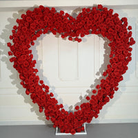Rose Red Heart-shaped Artificial Flower Arch for Wedding Decoration and Event Decor