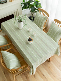 Light Green Cotton Linen Tablecloth for Dining Table, Japanese Style Rectangular Desk Cover, Fresh Tea Table Cloth