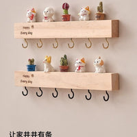 Wall-Mounted Wooden Key Holder with Hooks for Entryway Decor