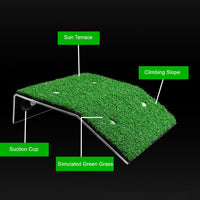 Turtle Basking Platform with Suction Cups, Reptile Floating Dock with Artificial Grass for Aquatic Pets