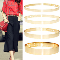 Women's Metallic Mirror Plate Belt for Dresses and Coats