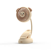 Cartoon Clip-on USB Fan for Desk, Bedside, Stroller, and Crib - Portable and Rechargeable