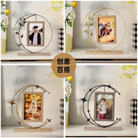 Creative Double-Sided 6-Inch Photo Frame, Luxury Iron Art Picture Holder for Home Decor, Couple Gift, Wedding Display