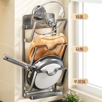 Wall-Mounted Pot Lid Holder Rack, Punch-Free Kitchen Organizer for Lids and Pans