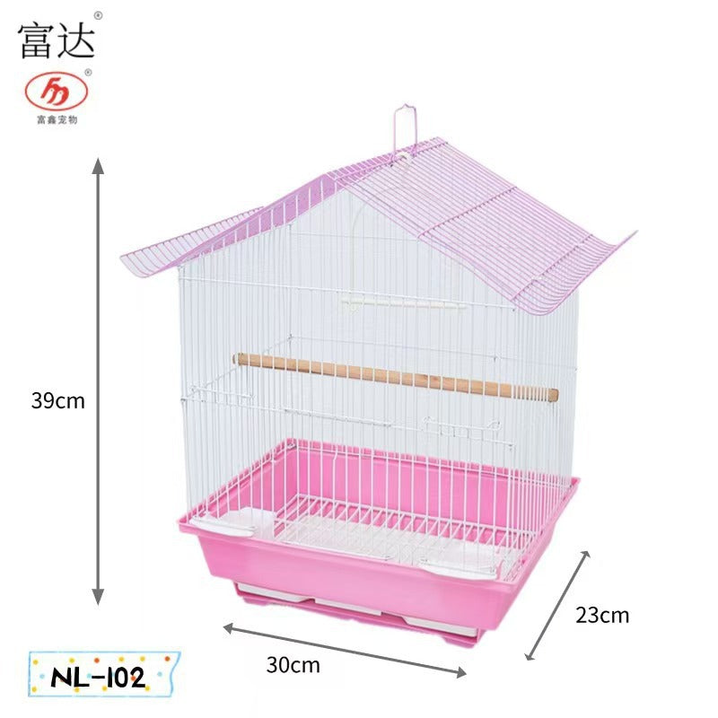 Portable Metal Bird Cage for Small Birds and Parrots
