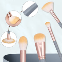 10-Piece Professional Makeup Brush Set with Wooden Handles and Synthetic Bristles