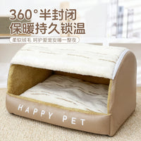 Semi-Enclosed Cave Pet Bed for Small to Extra Large Dogs, Warm Winter Indoor Dog House