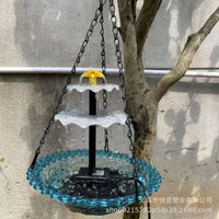 Solar Floating Bird Bath Fountain with Hanging Bird Feeder for Outdoor Garden