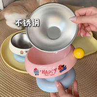Elevated Stainless Steel Pet Bowl for Cats and Dogs, Non-Slip, Anti-Tipping, Neck Protection Food and Water Dish