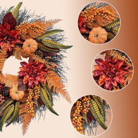 Thanksgiving Autumn Pumpkin Wreath for Front Door Wall Decor