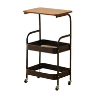 2-Tier Mobile Side Table with Wheels, Living Room Storage Cart, Bedroom Organizer Shelf