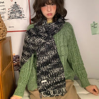Retro Tassel Tie-Dye Mixed Color Scarf for Autumn/Winter