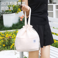 Japanese Style Large Capacity Insulated Lunch Bag with Drawstring Closure