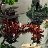 Miniature Chinese Ancient Architecture Landscape with Lights for Micro-Landscape Bonsai