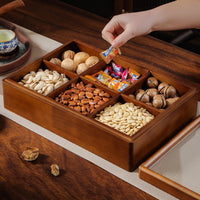 Luxury Wooden Divided Snack and Dried Fruit Serving Tray with Lid