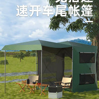Waterproof Ripstop Oxford Cloth Fiberglass Pole Car Tail Tent for Camping Picnic Mobile Kitchen Lounge