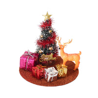 Miniature Christmas Living Room Decor Set with Tree, Deer, Gift Boxes, and Carpet