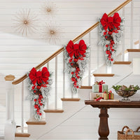 Christmas Flocked Door Hanging Wreath Decoration for Holiday Stair Wall Decor