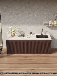 Outdoor Patio Rock Slab Aluminum Alloy Cabinet Sink with Integrated Vegetable Washing Basin