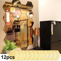 Self-Adhesive Hexagon Acrylic Mirror Wall Stickers, 3D Decorative Mirror Decals for Living Room, Hallway and Staircases