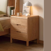 Shunyi Solid Wood Nightstand, Nordic Bedroom Storage Cabinet, Modern Simple Oak 3-Drawer Bedside Table