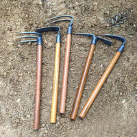 German Forged Garden Hoe and 3-Tine Rake Set for Digging, Planting, and Weeding