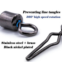 American Swivel Snap Connectors for Fishing Lines, Black, 50-Pack