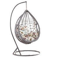 Indoor Hanging Swing Chair for Balcony, Single Seat Rattan-Style Hammock Chair, No-Drill Home Swing