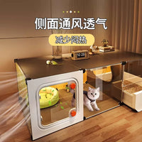 Indoor Cat Cage with Litter Box, Multi-level Cat Condo Villa for Small Cats