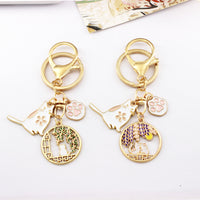Japanese Style Cherry Blossom Cat and Rabbit Alloy Keychain
