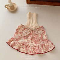 Pet Dog Cat French Floral Bowknot Vintage Dress for Small to Medium Breeds