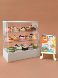 Miniature Dollhouse Display Cabinet with Dessert Accessories