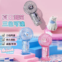 Portable Cartoon Handheld Mini Fan with 3-Speed Airflow for Desk and Travel